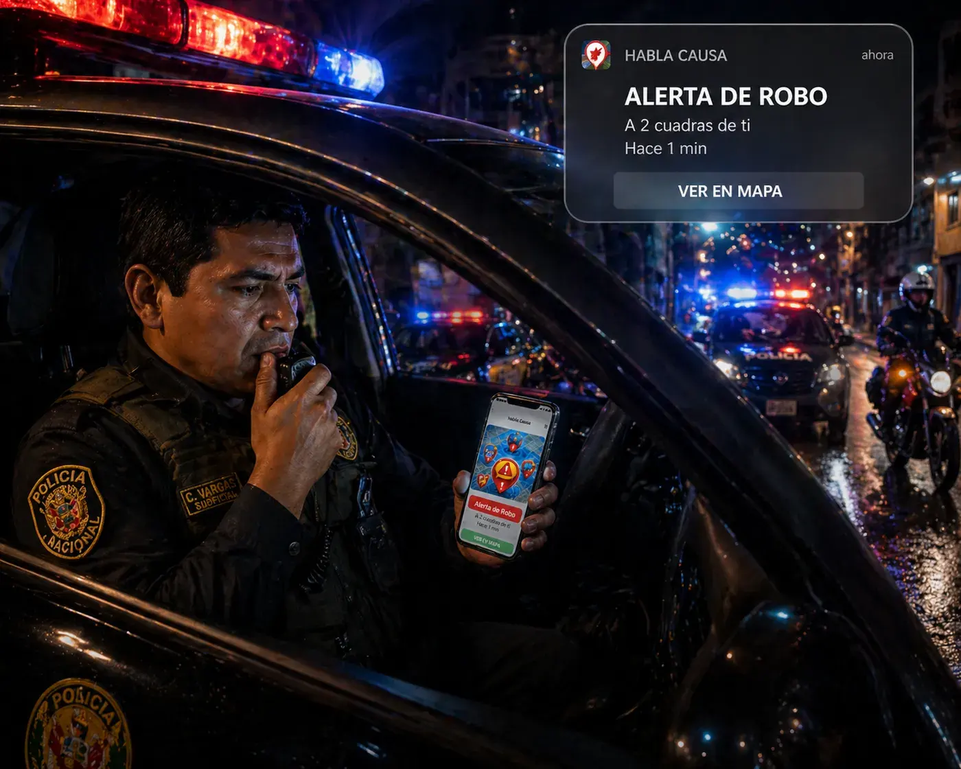 El aviso también llega al patrullaje