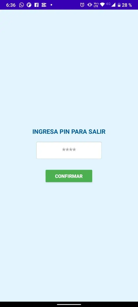 Pantalla de KidSpace solicitando el PIN para salir del modo niño