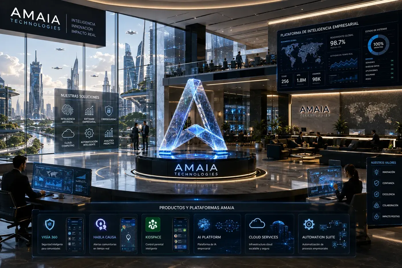 Espacio corporativo de AMAIA Technologies con sus soluciones y productos